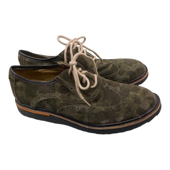 Rockport Green Camo Oxford Suede Leather Front Lace Up Closure Size 10.5M - Picture 1 of 8